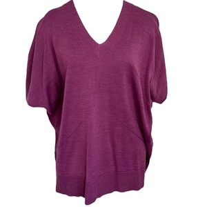 Coldwater Creek Magenta Relaxed V Neck Short Dolman Sleeve Sweater Medium